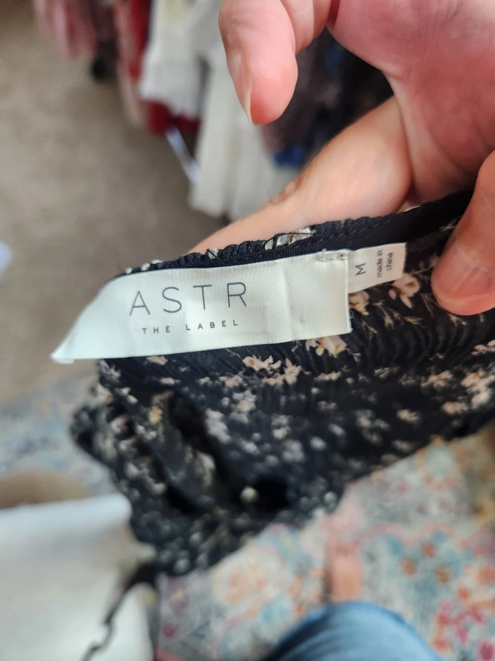 Astr Black Floral Puff Sleeve Blouse Medium Great Condition